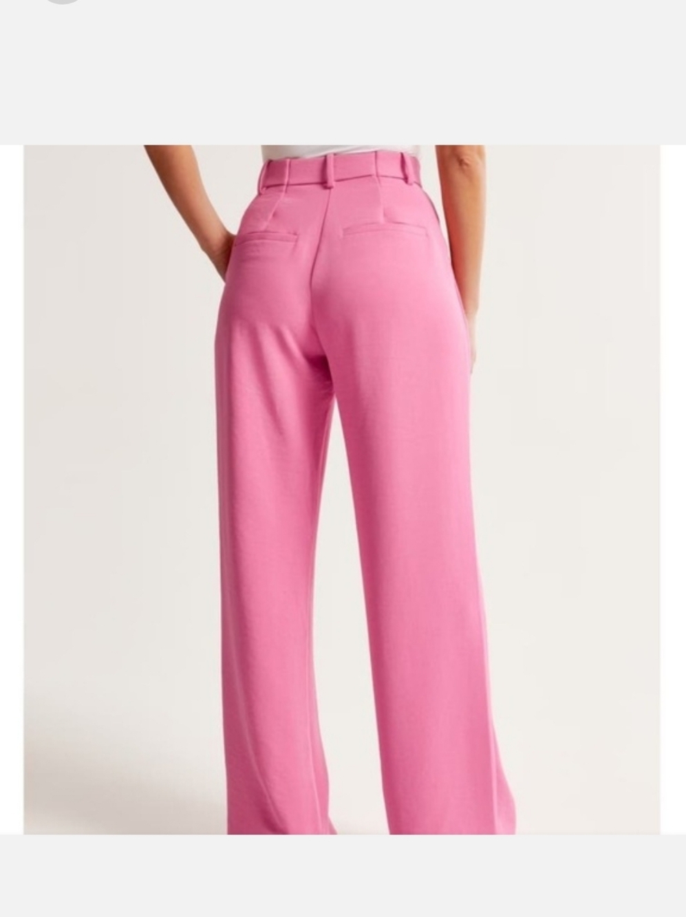 Abercrombie Sloane Pink Wide Leg Trousers High Rise Tailored Pants 27/4 Short - Picture 6 of 16